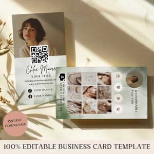 Aquarell Visitenkarte Vorlage für Schmuckgeschäft Grüne Visitenkarte für Entrepreneur Personal Calling Card Bearbeitbare Vorlage für DIY