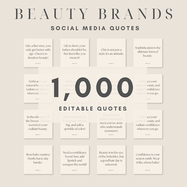 Instagram Post Quote for Social Media Beauty Brand Modern Editable IG Template Canva Minimalist Customizable Digital Marketing Mega Bundle