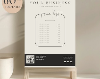 Price List Template Canva Price List Hair Flyer Bundle Scan to Pay Sign Lash Tech Small Business Printable QR Code Sign Nail Tech Pricing