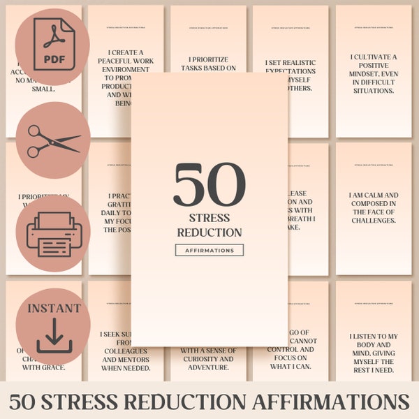 Stress Reduction Positive Affirmation Card Printable Stress Relief Card for Entrepreneurship Minimalist Digital Positive Quote Flash Card