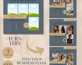 Editable Business Flyer for Canva Customizable Business Flyer Design Kit for Digital Marketing Social Media Booking Flyer for Hair