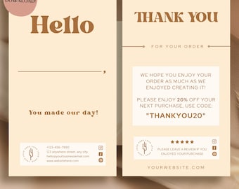 Retro Western Thank You Card Template: Vertical Business Card (Digital Download)
