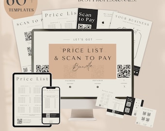 Price List Template for Beauty Salon Brand Scan to Pay Printable for Lash Branding Digital Pricing Guide for Nail Minimalist Marketing Canva