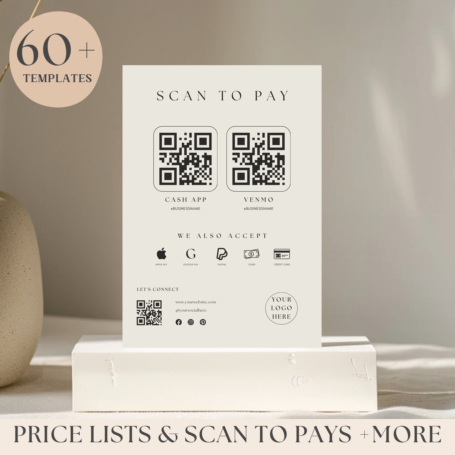 Signage Scan Pass Scan to Pay Sign Template for Digital Download Price List Signage for ...