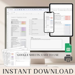 Daily Time Blocking Google Sheet Template: Small Business Planner (Digital Download)