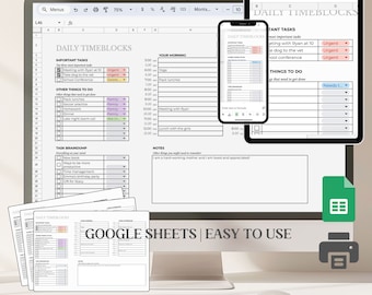 Daily Time Blocking Google Sheet Template: Small Business Planner (Digital Download)