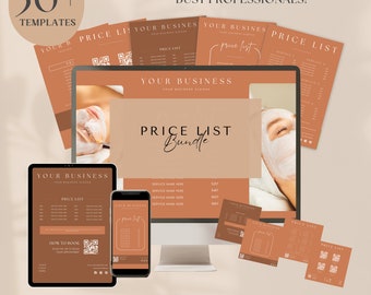 Terracotta Price List Template Bundle: Boho Service Menu (Canva DIY Printable)