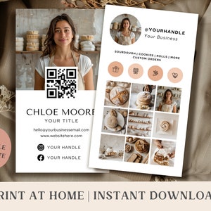 Bakery Branding Card Small Business Networking Card For Baker Qr Code Professional Card