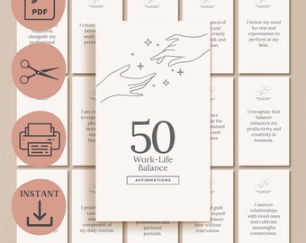 Positive Affirmation Card For Work Life Balance For Business Professional Workplace Stress Relief For Entrepreneur Empowerment Flash Card