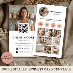 Minimalist Editable Business Card Template For Canva Bakery Branding Card