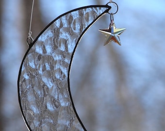 Stained Glass Moon and Star Sun Catcher