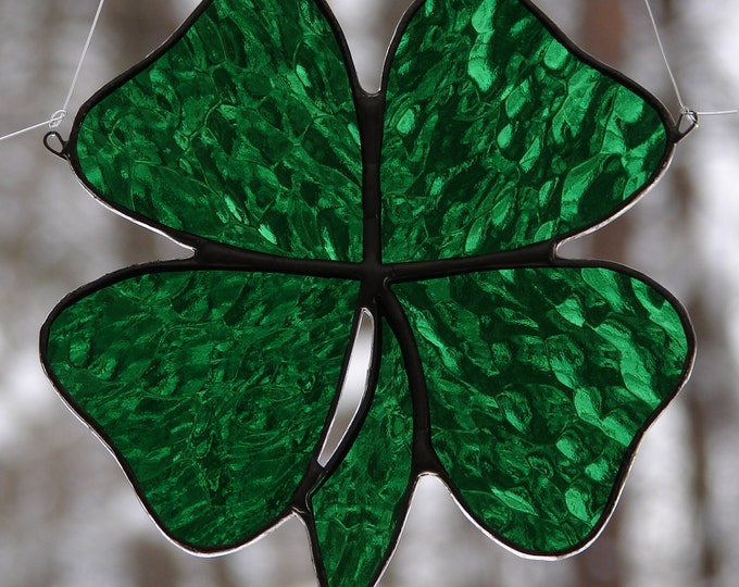 Stained Glass Four Leaf Clover Sun Catcher Etsy