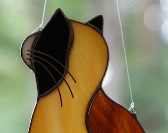 Stained Glass Calico Cat Sun Catcher