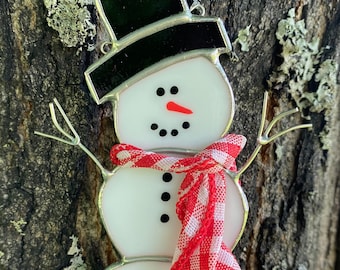 Stained Glass Snowman Ornament - Etsy