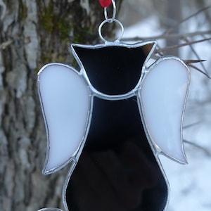 Stained Glass Cat Angel Sun Catcher Ornament