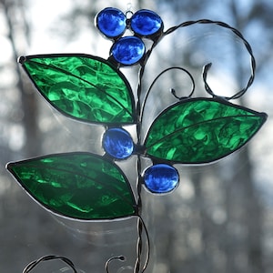 Stained Glass Blueberries Sun Catcher