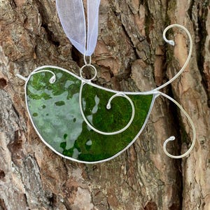 Stained Glass Little Green Bird Sun Catcher
