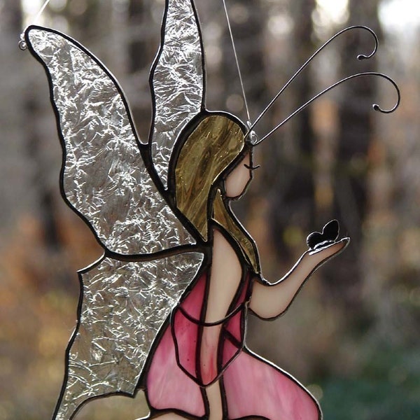 Stained Glass Pink Fairy