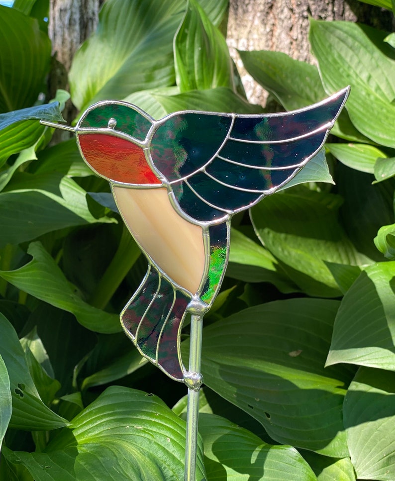 Stained Glass Hummingbird Garden Stake image 2