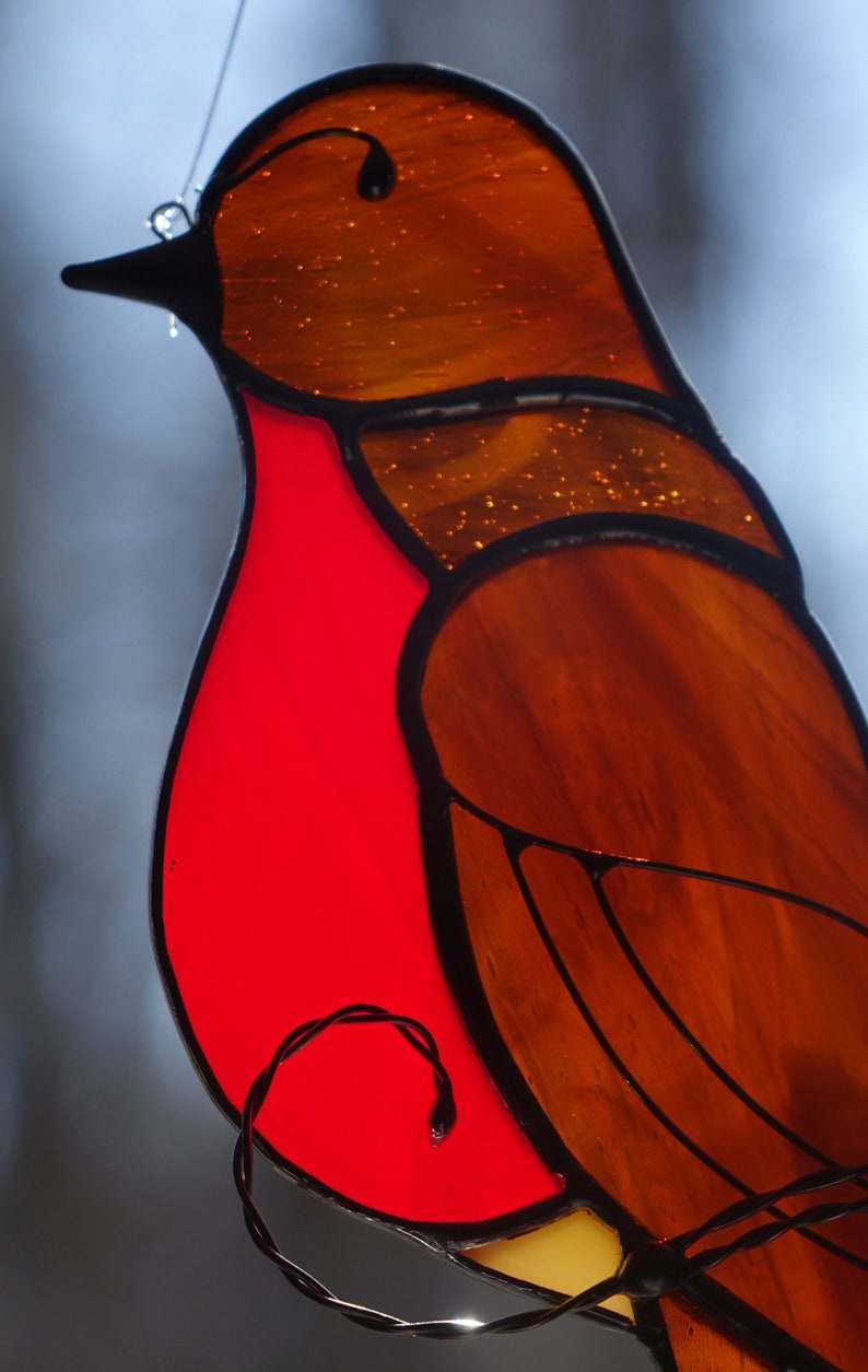 Stained Glass American Robin Sun Catcher image 2