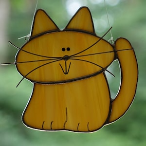 Stained Glass Adorable Ginger Tabby Cat Sun Catcher