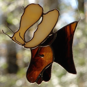 Stained Glass Moose Ornament Sun Catcher