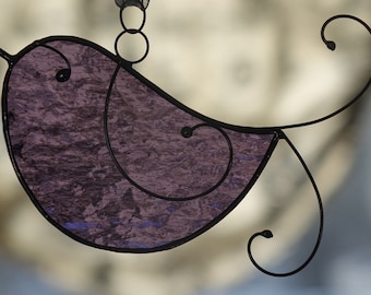 Stained Glass Little Purple Bird Sun Catcher