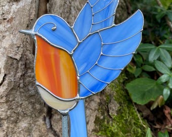 Stained Glass Bluebird Garden Stake