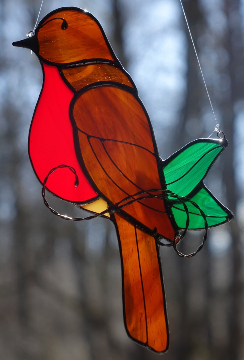 Stained Glass American Robin Sun Catcher image 3