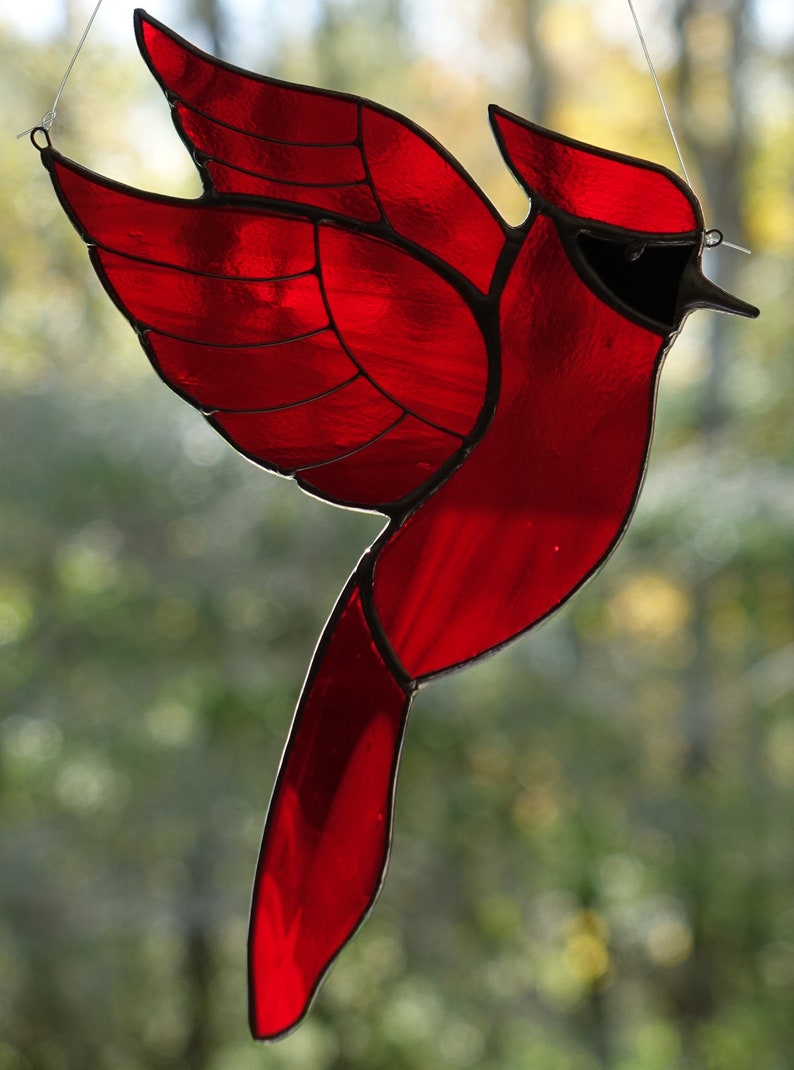 Stained Glass Cardinal Sun Catcher image 1