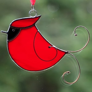 Stained Glass Little Cardinal Sun Catcher