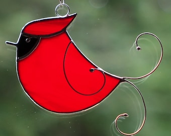 Stained Glass Little Cardinal Sun Catcher