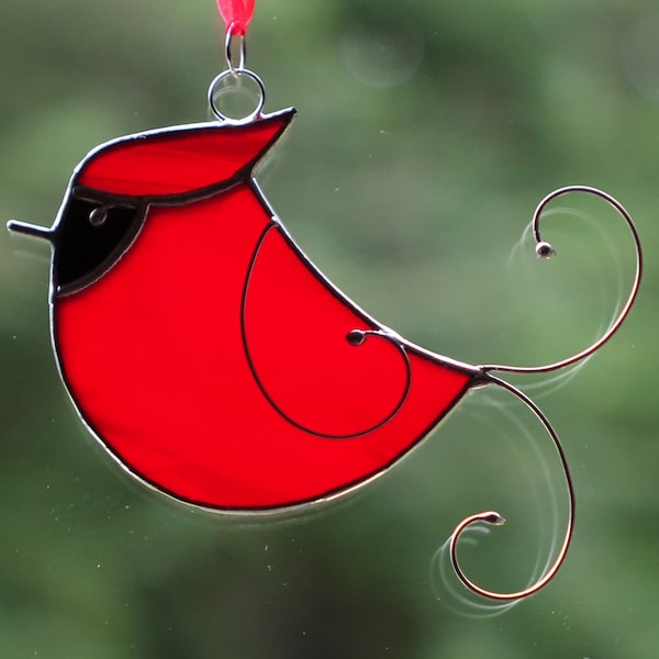 Stained Glass Little Cardinal Sun Catcher