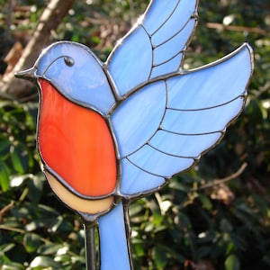 Stained Glass Bluebird Garden Stake