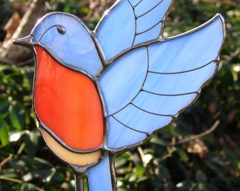 Stained Glass Bluebird Garden Stake