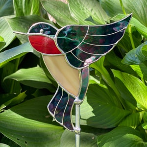 Stained Glass Hummingbird Garden Stake image 1