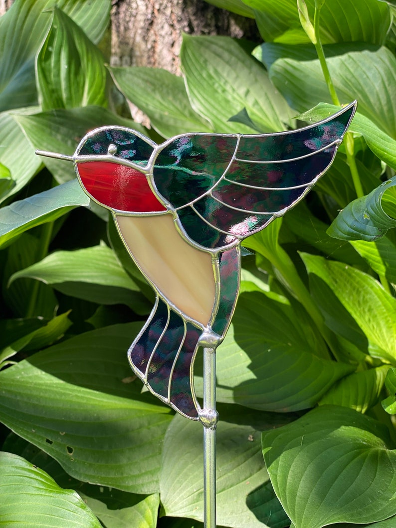 Stained Glass Hummingbird Garden Stake image 1