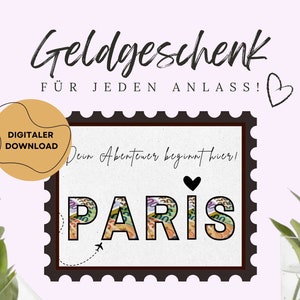 印刷する現金ギフト: PARIS。冒険、旅行、休暇、休暇基金、誕生日、旅行、誕生日、旅行者向けデジタル PDF ダウンロード