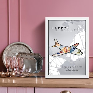 Cadeau en espèces Joyeux anniversaire/Joyeux anniversaire. Télécharger pour imprimer. Aventure, Voyage, Déplacements, Fonds de voyage. Fabrication d'avion DIY