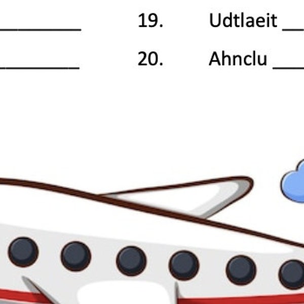 Year 4 jumble aviation spelling words (unscramble) + answer sheet