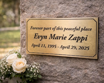 Personalized Brass Memorial Plaque, Custom Engraved Nameplate, Solid Brass Sign