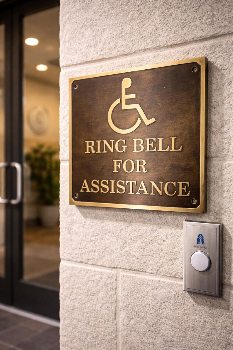 Solid Brass Ring Bell for Assistance Sign – ADA Style Office Door ...