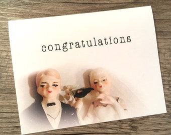 Vintage Wedding Congratulations Notecard 4 Piece Set