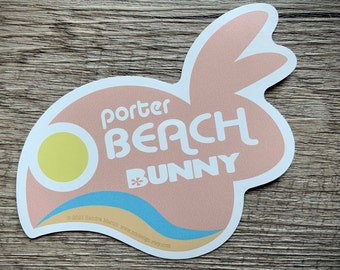 Porter Beach Bunny 4” Vinyl Sticker