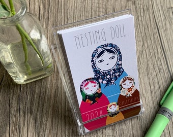 2024 Mini Nesting Doll Desk Calendar (NOTE: business card size)