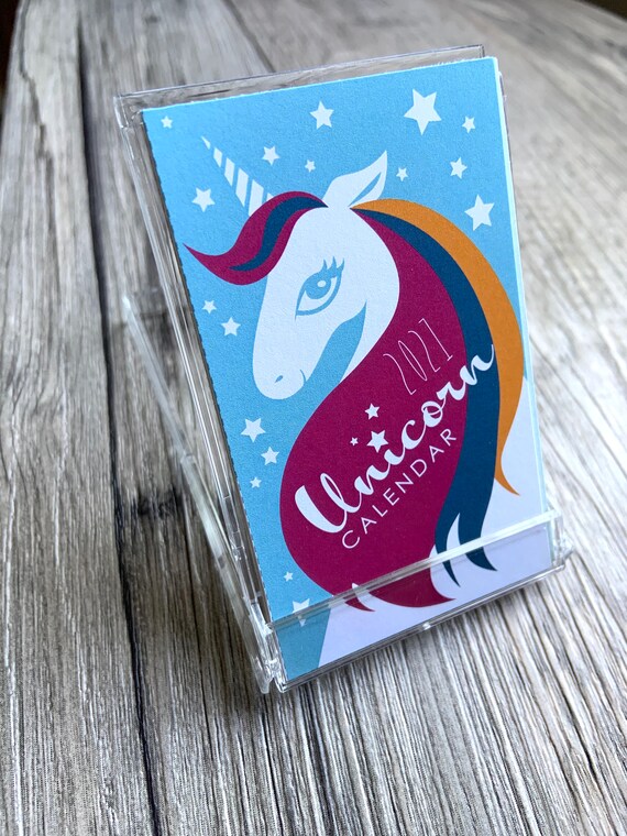 2021 Unicorn Mini Desk Calendar Note Business Card Size Etsy unicorn desk calendar 2021