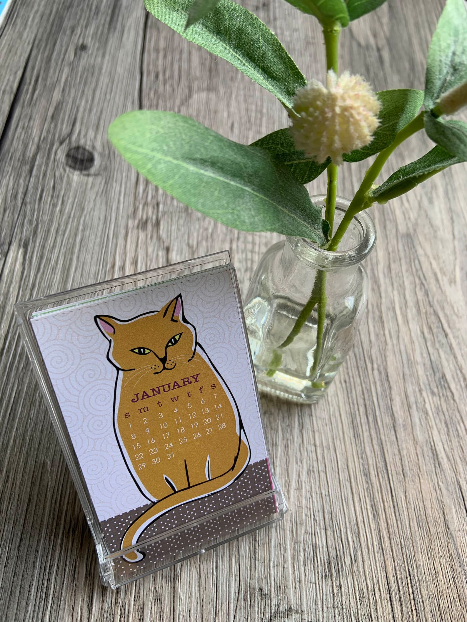 2023-mini-cat-desk-calendar-note-business-card-size-etsy