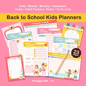 School Planner for Kids – Back to School, Daily & Weekly Schedule, PDF Printables