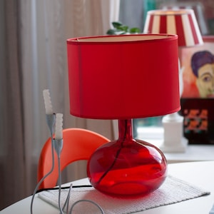 Rare red glass lamp by Anne Nilsoon for Ikea, accent lighting, bedside lamp, night light, retro ikea lamp, unique vintage lamp