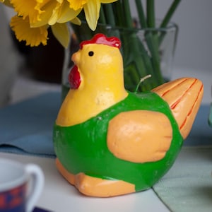 Vintage Easter candle big chicken, antique colourful decorative candle, Easter table decor, unique Easter decorations, funny candle